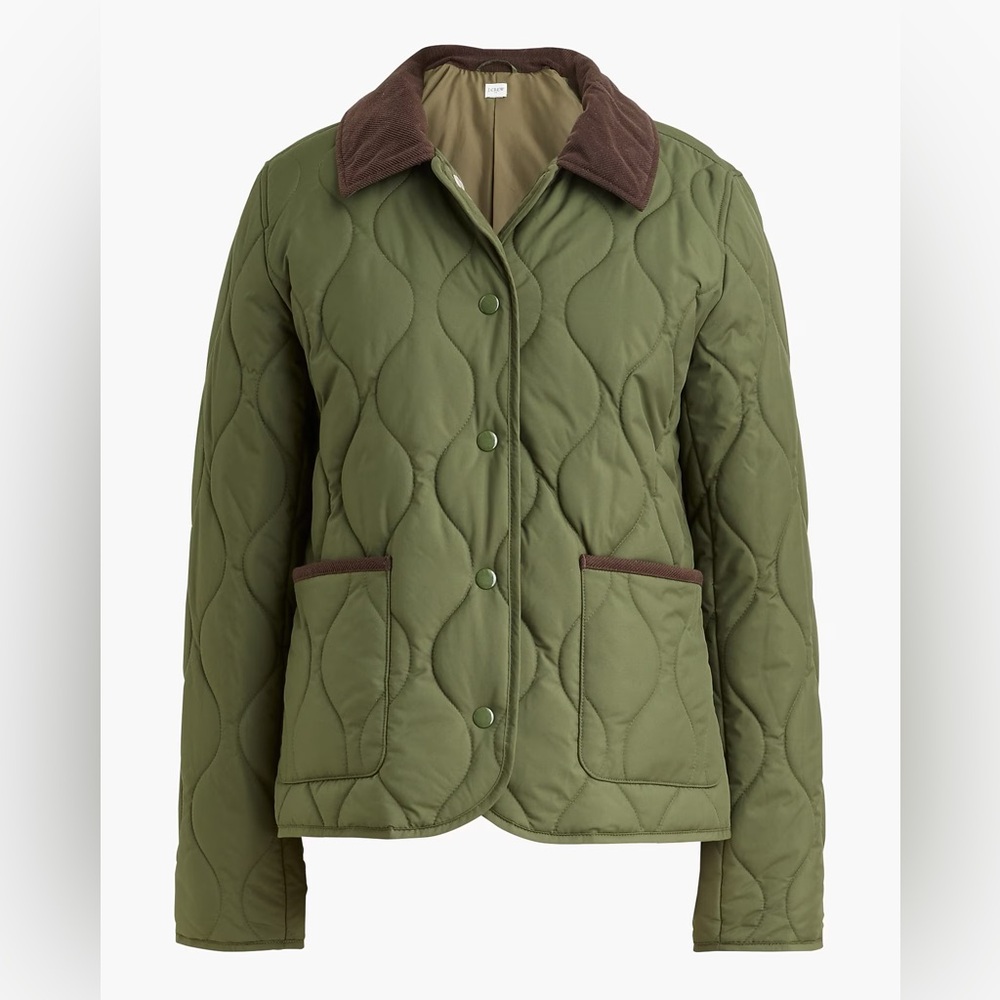 J. Crew Quilted Barn Jacket with Corduroy Collar